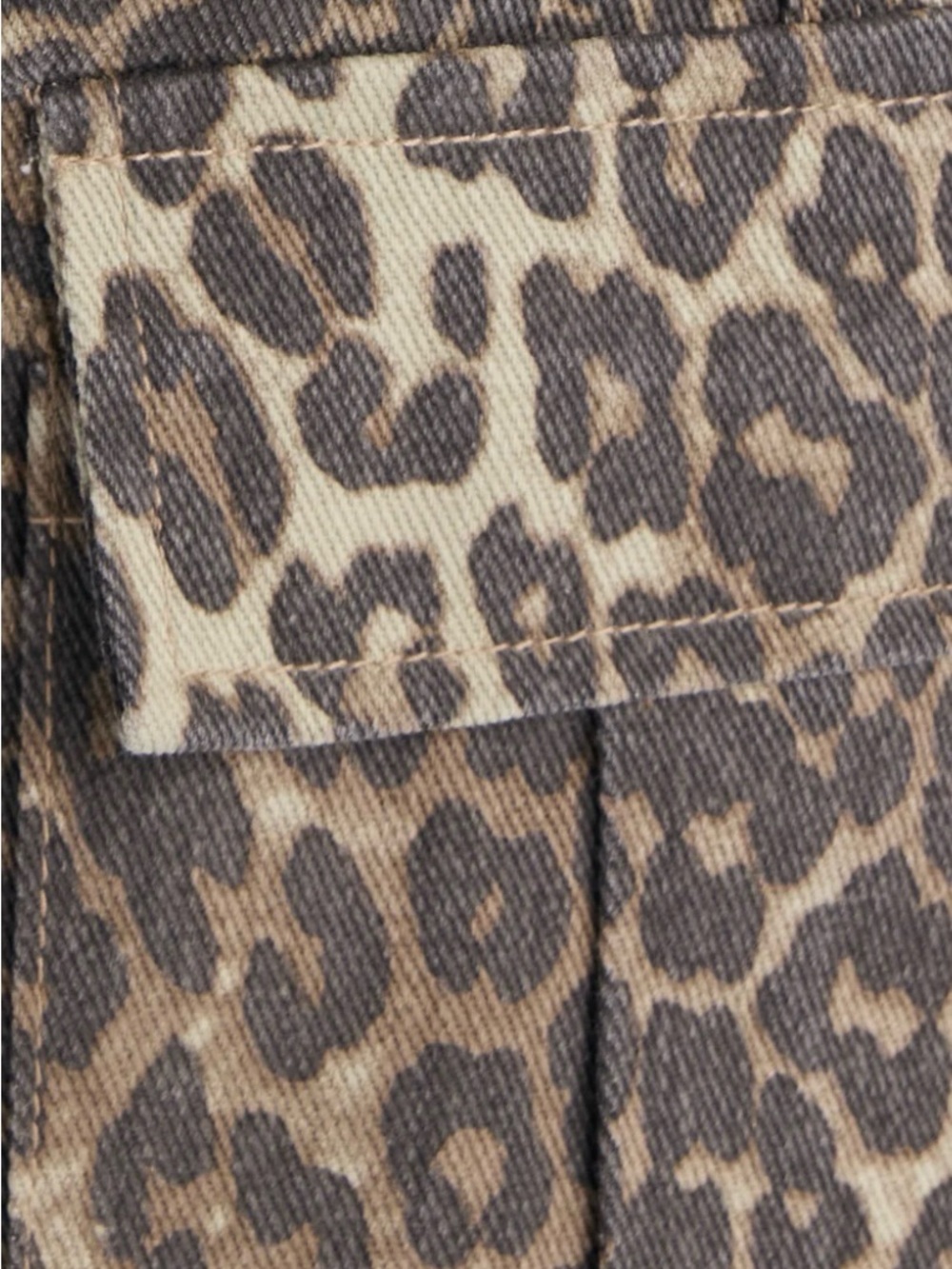 Leopard Print Wide-Leg Cargo Pants - Brown - Picture 3 of 3